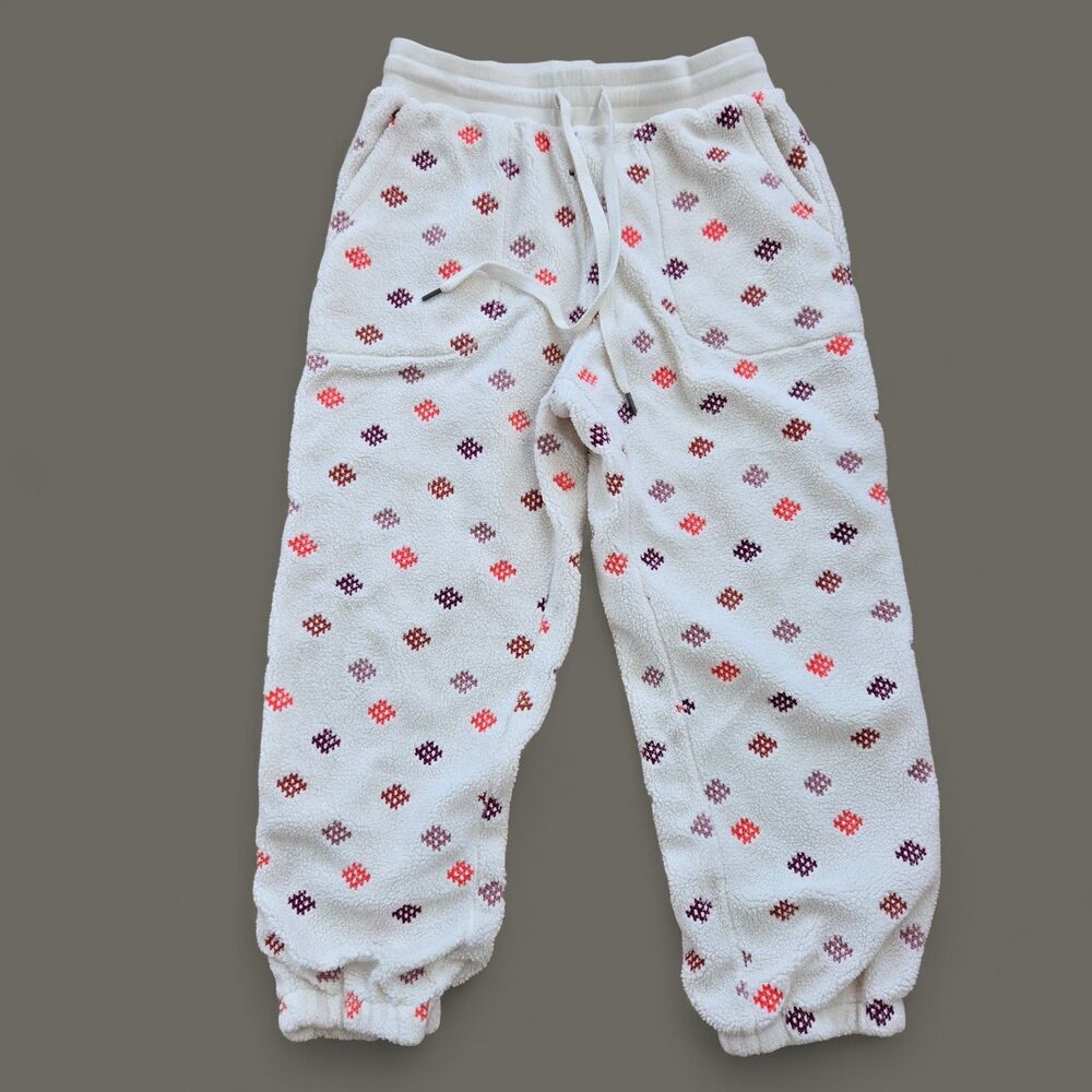 Anthropologie Daily Practice Womens M Sherpa Jogger Pants Lounge embroidered‎ - Picture 3 of 12